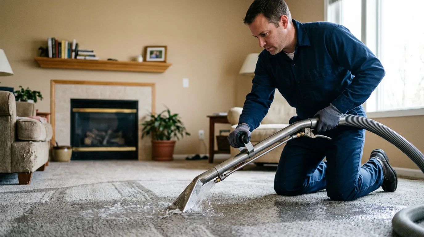 Water damage restoration technician working near Woodstock, MD